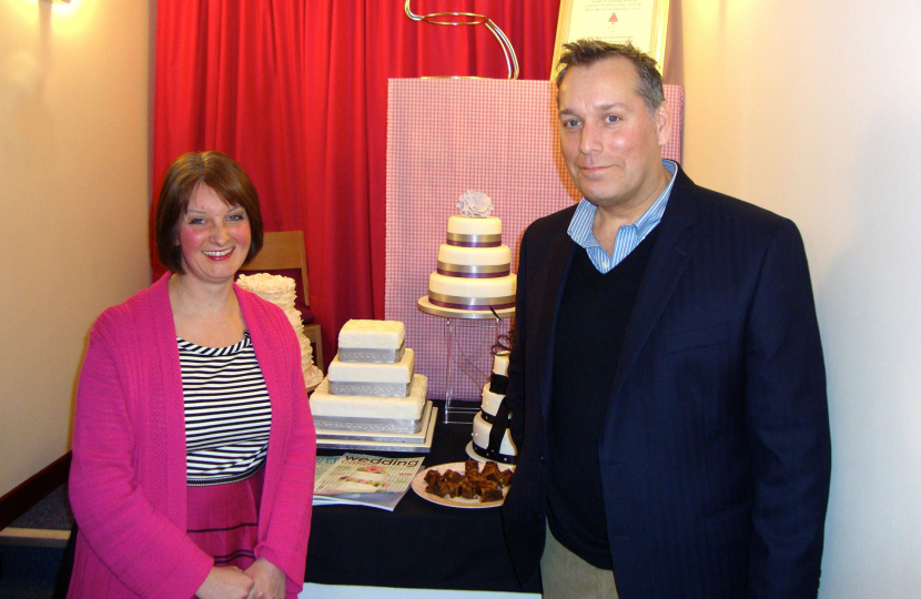 David Warburton with Kate Richards from Woodside Court-based Heathcote Cakes.